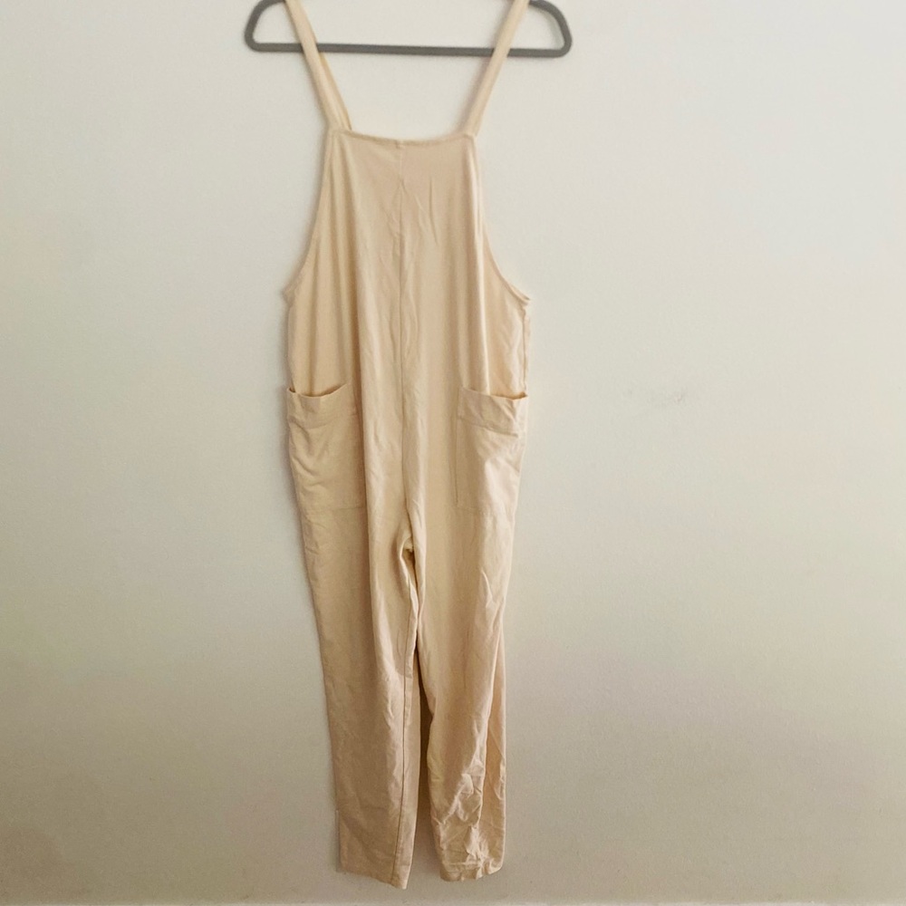 STORQ ANYTIME COTTON OVERALLS LOUNGE JUMPSUIT CREAM MATERNITY SIZE 1 SMALL